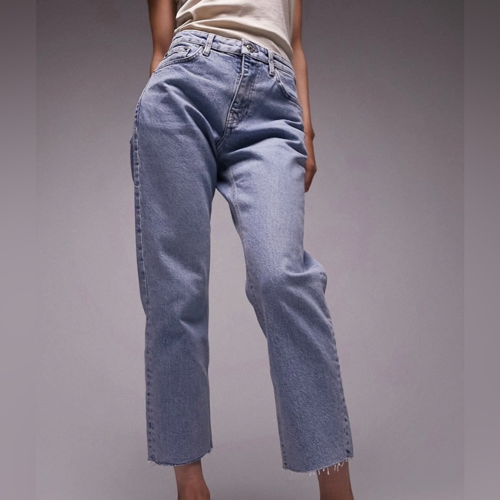 Topshop Raw Hem Straight Leg Jeans